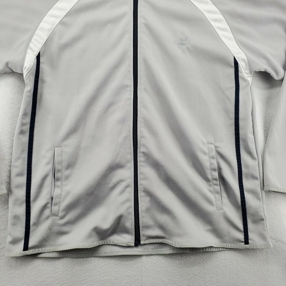 Starter Jacket Men's Full Zip High Neck Long Sleeve Pockets Gray Large - Picture 2 of 11